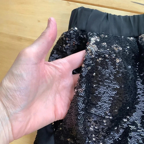 TOPSHOP Black Sequin Tuxedo Stripe Relaxed Trousers Size 4 - Picture 7 of 14